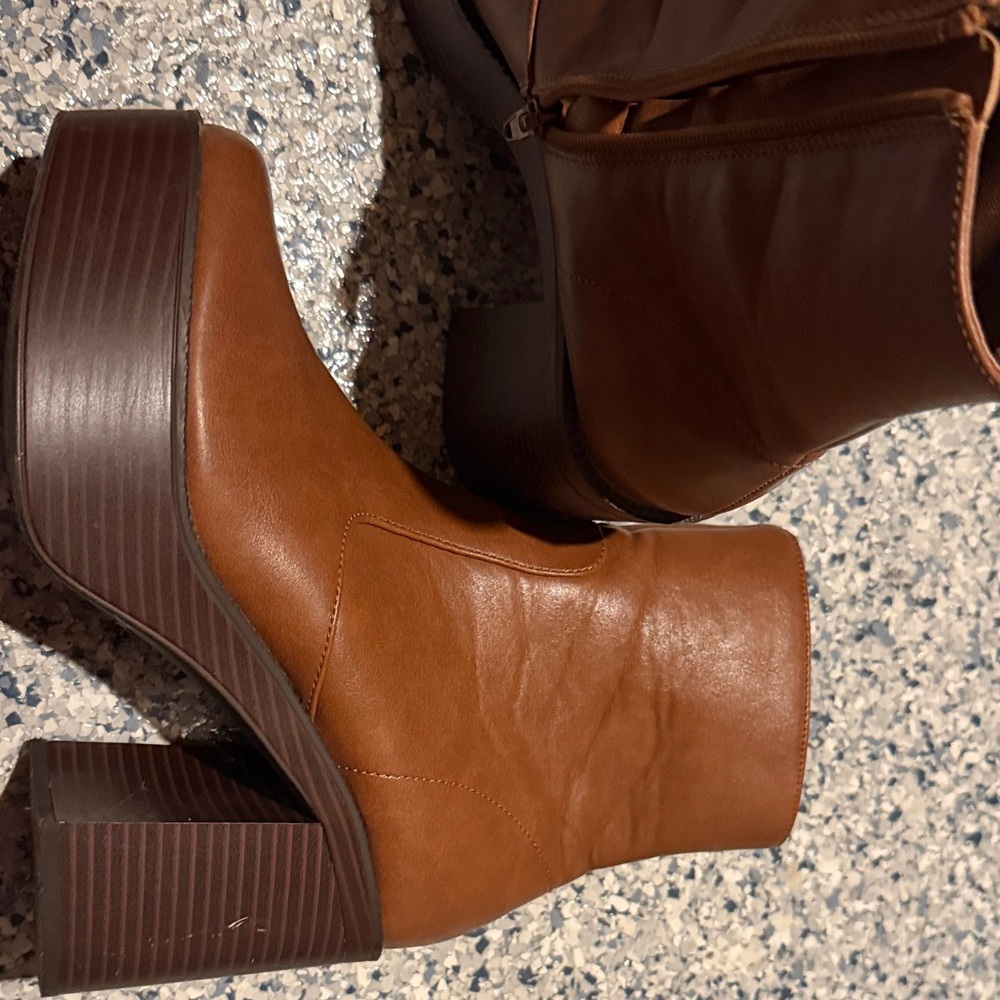 Madden Girl Cognac Platform Ankle Boots